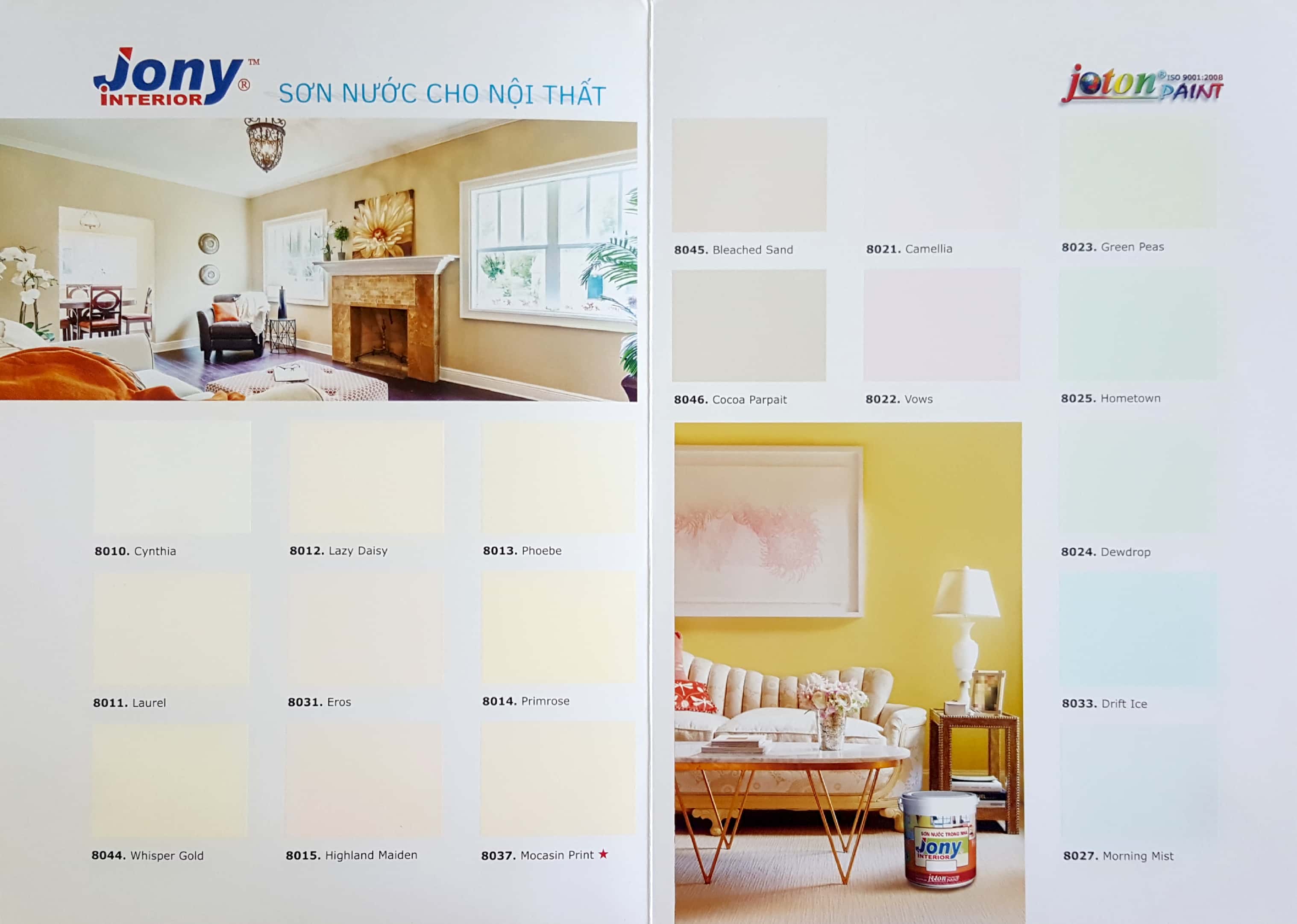 Bảng màu sơn nội thất cao cấp Joton Jony