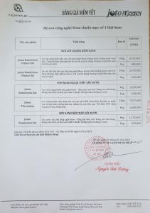 BÁO GIÁ PHÂN PHỐI SƠN JOTON THÁNG 10 NĂM 2019